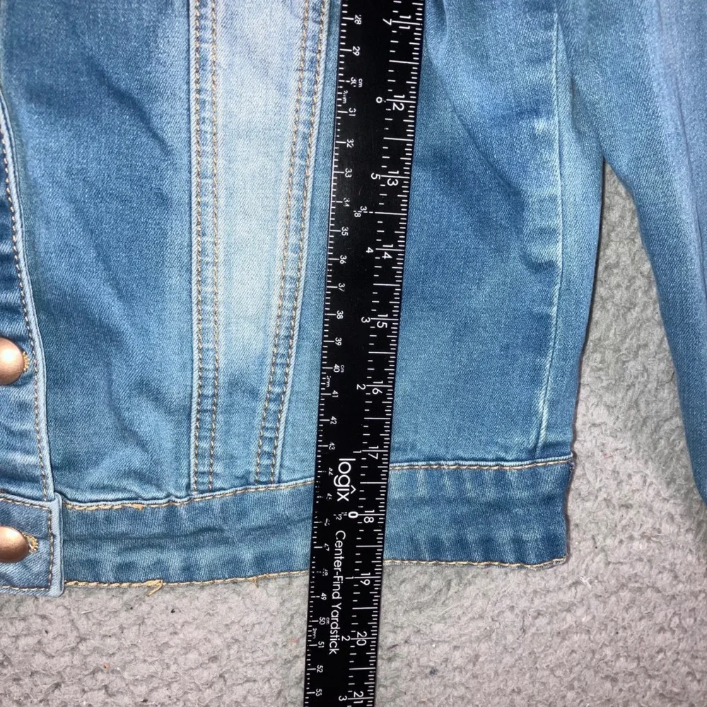Embellished Beaded Denim Jacket Womens XL Blue Y2K indie Boho Chic Statement